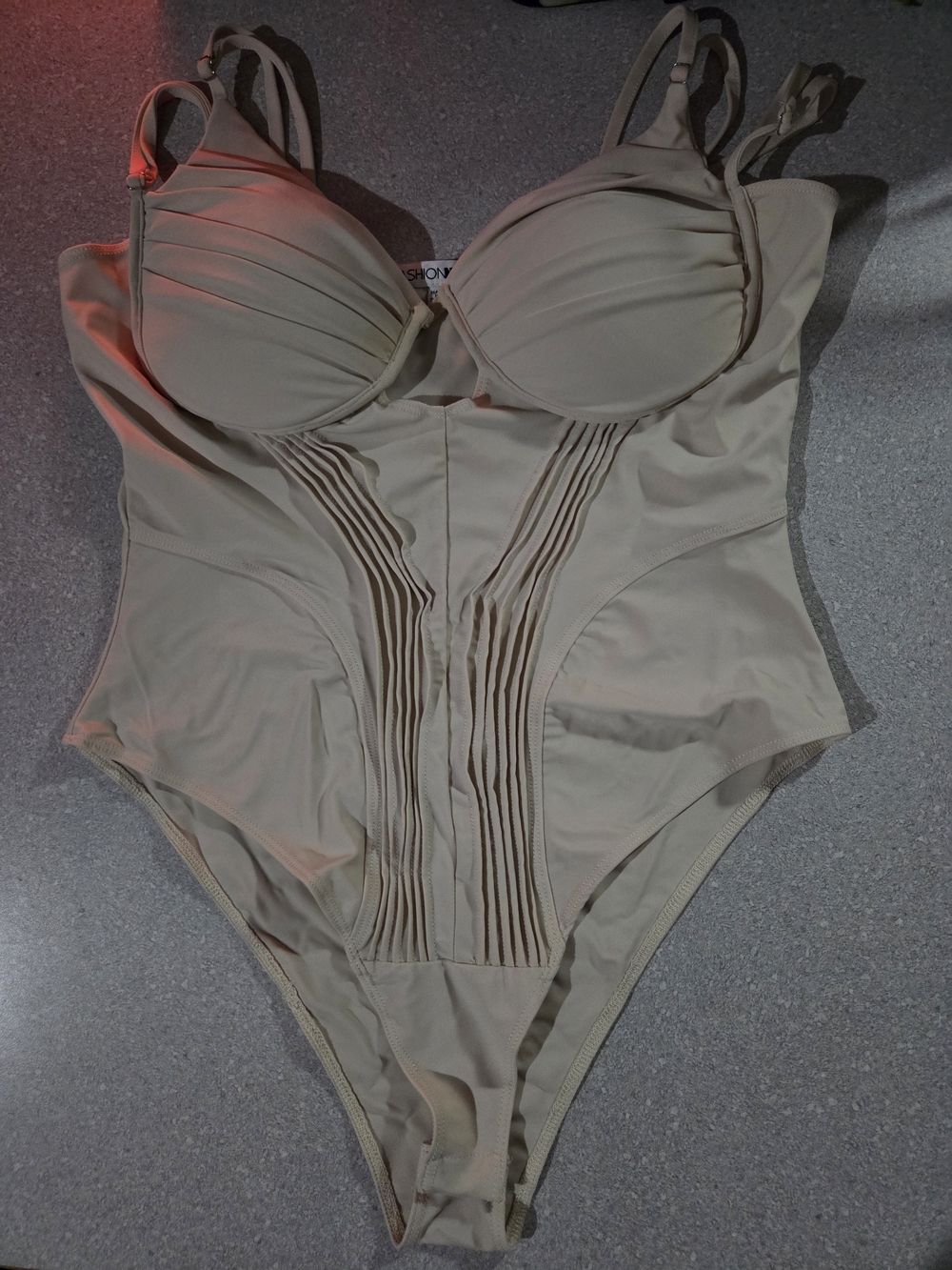 Fashion Nova Nude Beige Sculpting One-Piece Bodysuit